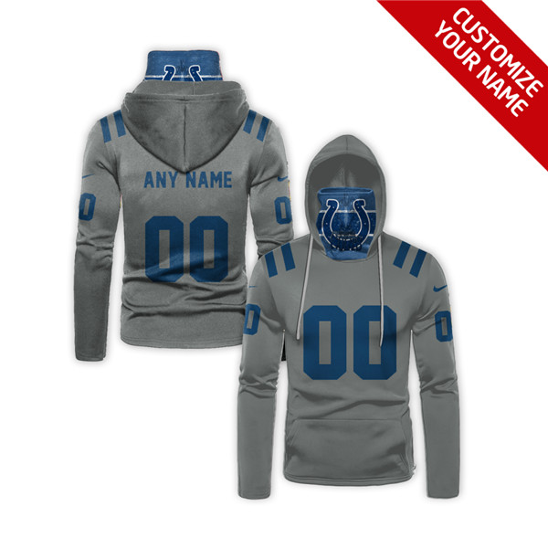 Men's Indianapolis Colts Grey 2020 Customize Hoodie Mask